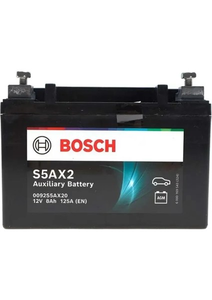 0092S5AX20 - S5AX 8 Ah Besleme Aküsü - 125M. Akım (A) En / 8AH - Bosch