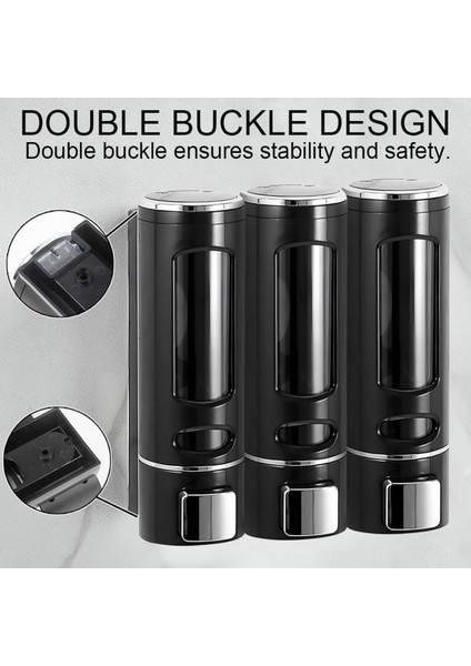 Vıvo 3 Adet Siyah 400 ml El Dezenfektanı Sabunluk Manuel Şampuan Sıvı Tutucu Banyo Mutfak Lavabo V-52 fiyatları