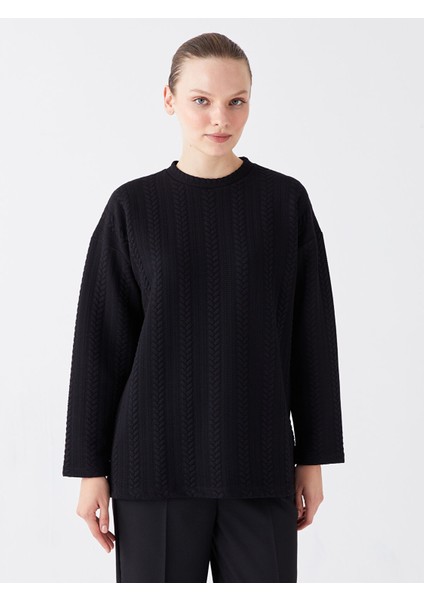 Yeni Sezon Bisiklet Yaka Kendinden Desenli Uzun Kollu Kadın Tunik fiyatları