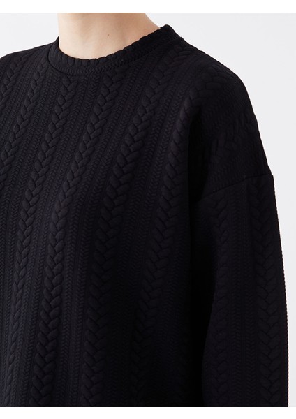 Yeni Sezon Bisiklet Yaka Kendinden Desenli Uzun Kollu Kadın Tunik fırsatları