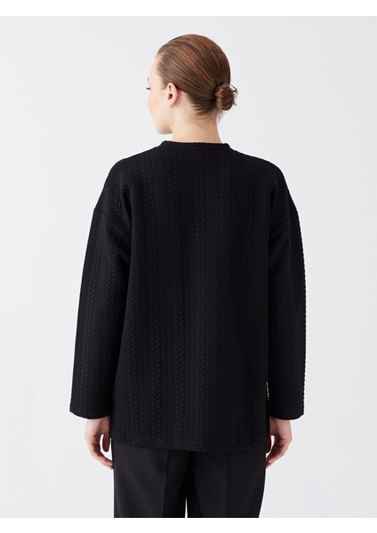 Yeni Sezon Bisiklet Yaka Kendinden Desenli Uzun Kollu Kadın Tunik indirimleri