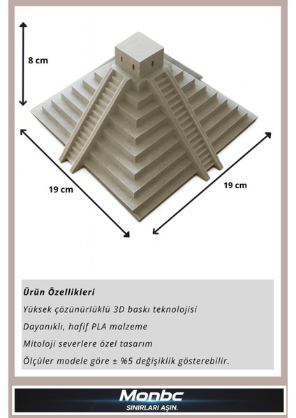 Chichen Itza Piramidi 3D Tasarım Dekoratif Biblo, Hediyelik ve Ev Ofis Için Şık Aksesuar fırsatları