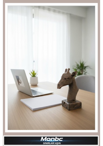 Zürafa Büst 3D Tasarım Dekoratif Biblo, Hediyelik ve Ev Ofis Için Şık Aksesuar