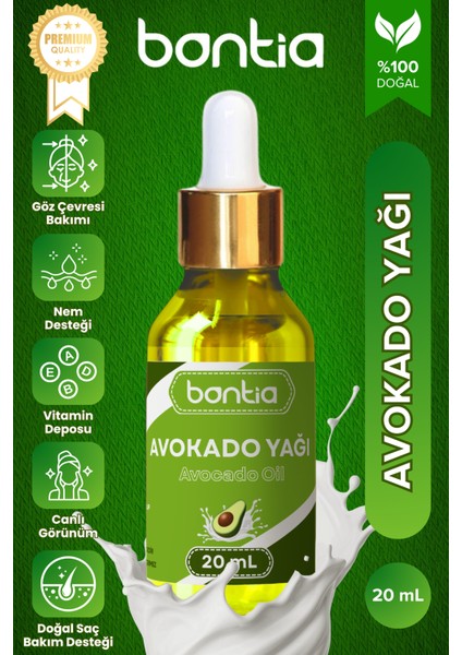 Premium Avokado Yağı - %100 Saf Soğuk Sıkım - Doğal Cilt Nemlendirici ve Saç Besleyici Yoğun Bakım Desteği