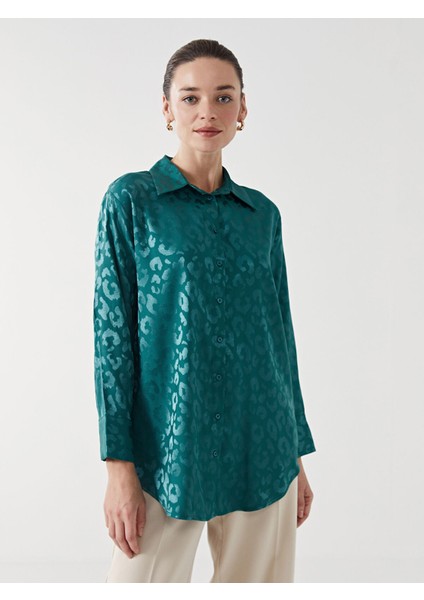 Yeni Sezon Desenli Saten Kadın Gömlek Tunik