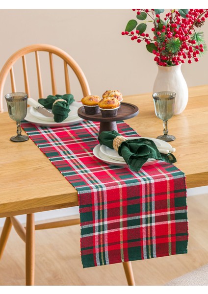 Yeni Sezon Ekose Desenli Runner 35X130 cm