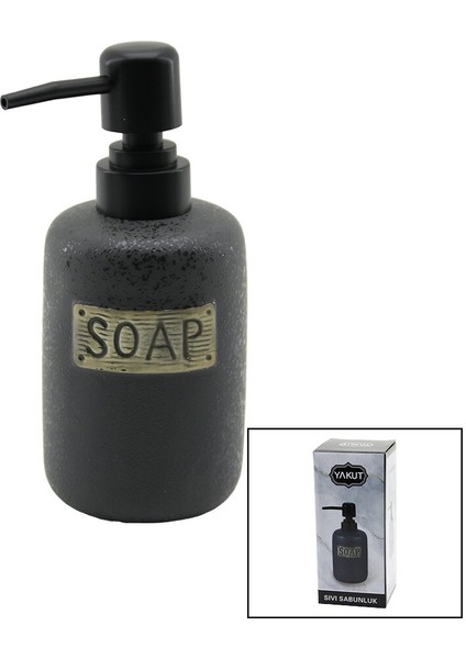 Kısa Antrasit Gri - Mat Desen Seramik Sıvı Sabunluk (5361)