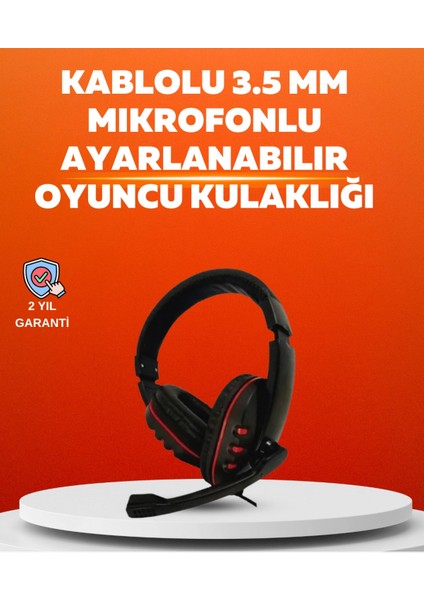 Stereo Kırmızı Gaming Kulaklığı Yumuşak Pedli Mikrofonlu