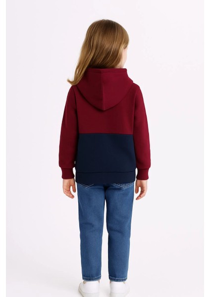 Kız Çocuk Kapüşonlu Kanguru Çepli Parçalı Sweatshirt - Renkli fiyatları