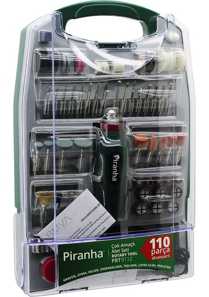110 Pcs Mini Taşlama - Grınder Çok Amaçlı Set Elektrikli El Motoru Dc 12V 16000 Rpm Parlatma PRT-9112 (5332)