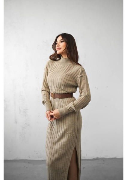 Triko Maxi Boy Kemer Detaylı Elbise modelleri