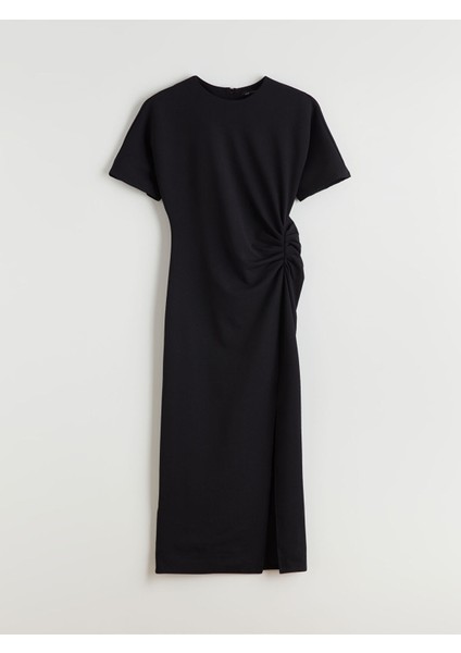 Yeni Sezon Bisiklet Yaka Büzgülü Krep Elbise indirimleri