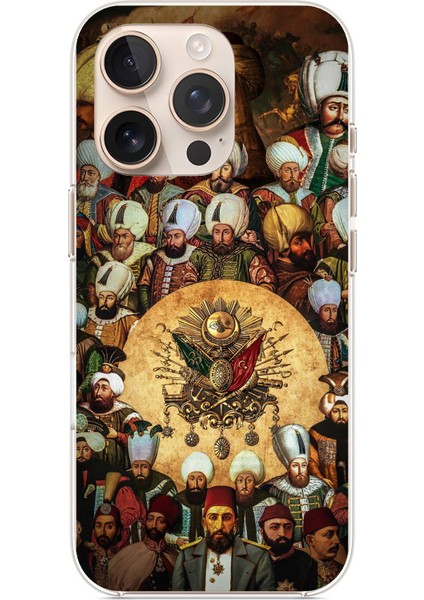 iPhone 16 Pro Max Uyumlu Osmanlı Padişahları Baskılı Silikon Kılıf