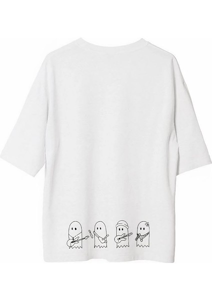 Bisiklet Yaka Baskılı Oversize T-Shirt - Beyaz -Vlmr fiyatları