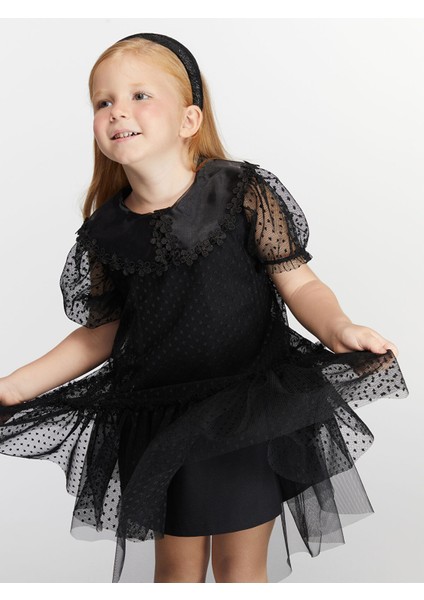 Yeni Sezon Balon Kollu Fırfırlı Kız Çocuk Elbise fiyatları