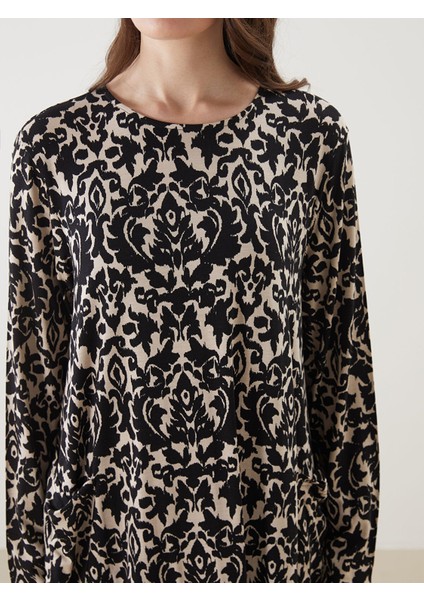 Yeni Sezon Bisiklet Yaka Desenli A Kesim Kadın Elbise modelleri