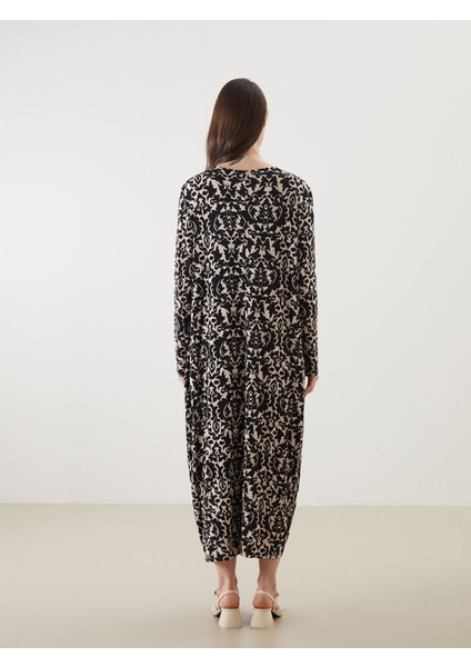 Yeni Sezon Bisiklet Yaka Desenli A Kesim Kadın Elbise fırsatları