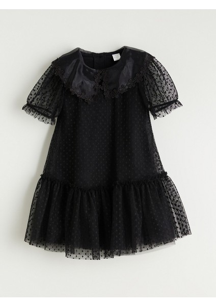 Yeni Sezon Balon Kollu Fırfırlı Kız Çocuk Elbise modelleri