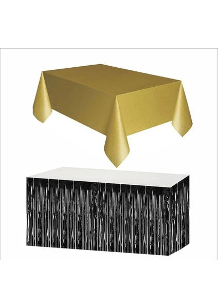 Gold Masa Örtüsü, Siyah Masa Eteği, 1 Adet Gold Arka Fon, 1ADET Siyah Arka Fon fiyatları