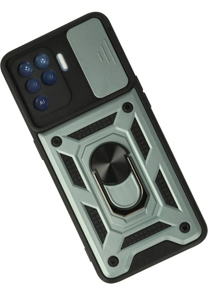 Oppo Reno 5 Lite Kılıf Pars Lens Yüzüklü Silikon - Yeşil fiyatları