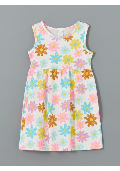 Yeni Sezon Bisiklet Yaka Baskılı Kız Çocuk Penye Elbise modelleri