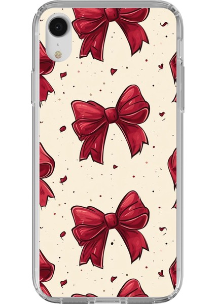 iPhone Xr Uyumlu Büyük Kırmızı Fiyonklar Baskılı Silikon Kılıf