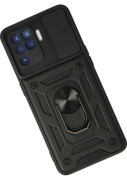 Oppo Reno 5 Lite Kılıf Pars Lens Yüzüklü Silikon - Siyah fiyatları