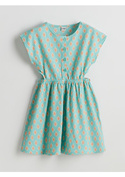 Yeni Sezon Bisiklet Yaka Çiçekli Kız Çocuk Elbise modelleri