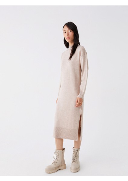 Yeni Sezon Yarım Balıkçı Yaka Kadın Triko Elbise