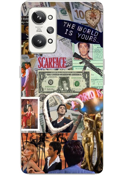 Realme Gt2 Pro Uyumlu Scarface Kolaj Tasarımlı Baskılı Silikon Kılıf