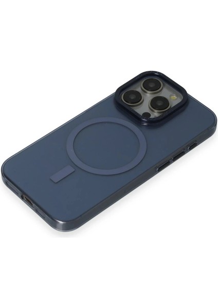 iPhone 15 Pro Max Kılıf Anka Pc Magneticsafe Sert Metal Kapak - Lacivert
