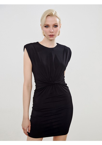 Yeni Sezon Bisiklet Yaka Büzgülü Mini Elbise fiyatları