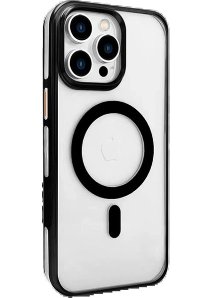 iPhone 15 Pro Gleam Pc Sert Magsafe Kılıf - Şeffaf-Siyah