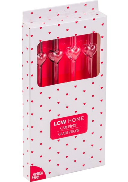 Yeni Sezon Kalp Desenli Cam Pipet 4'lü fırsatları