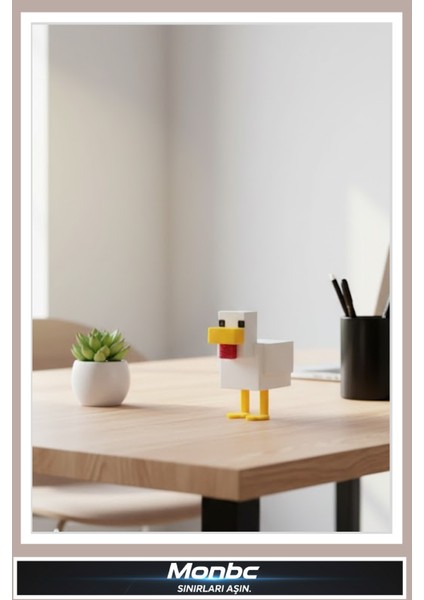 Minecraft Tavuk 3D Tasarım Dekoratif Biblo, Hediyelik ve Ev Ofis Için Şık Aksesuar