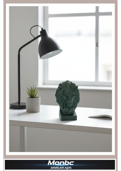 Geometrik Aslan Büstü 3D Tasarım Dekoratif Biblo, Hediyelik ve Ev Ofis Için Şık Aksesuar fiyatları