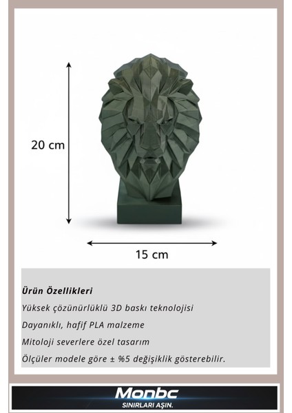Geometrik Aslan Büstü 3D Tasarım Dekoratif Biblo, Hediyelik ve Ev Ofis Için Şık Aksesuar fırsatları