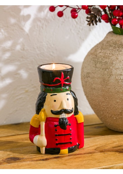 Yeni Sezon Yılbaşı Temalı Seramik Mumluk 16 cm