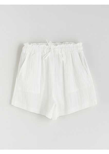 Yeni Sezon Beli Lastikli Dokulu Müslin Kadın Şort indirimleri