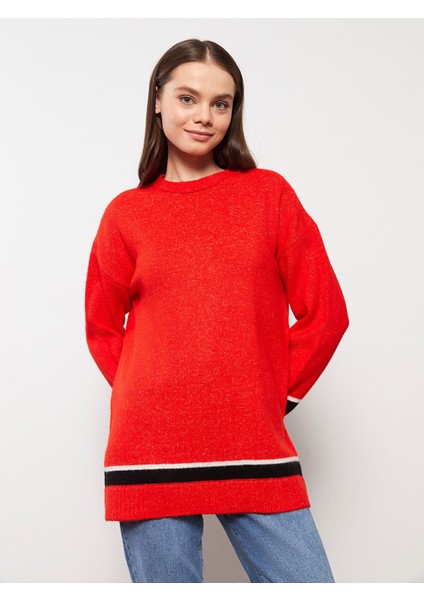 Yeni Sezon Bisiklet Yaka Düz Uzun Kollu Oversize Kadın Triko Tunik fiyatları