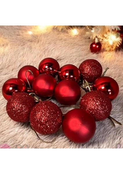 6 Adet Kırmızı Yılbaşı Çam Ağacı Topu Noel Ağaç Süsü modelleri