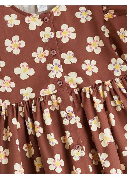 Yeni Sezon Bisiklet Yaka Çiçekli Kız Çocuk Elbise fiyatları