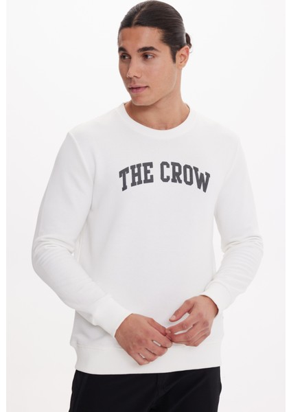 Crow Ekru O-Yaka Sweatshırt