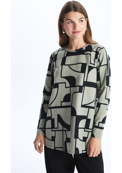 Yeni Sezon Bisiklet Yaka Desenli Uzun Kollu Kadın Tunik fiyatları