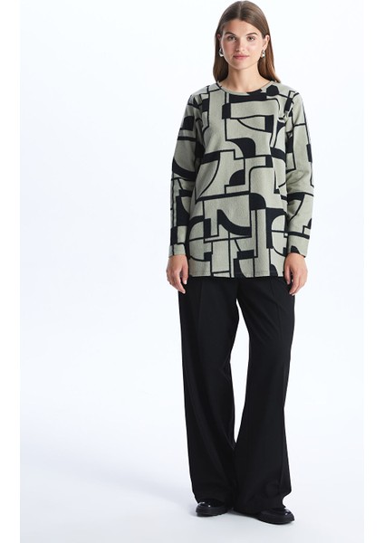 Yeni Sezon Bisiklet Yaka Desenli Uzun Kollu Kadın Tunik modelleri