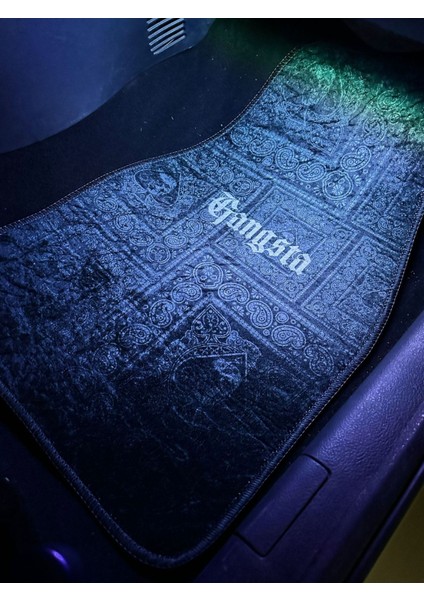 Sokak Tarzı "gangsta" Yazılı Bandana (Paisley) Desenli Halı Oto Dekor Paspas