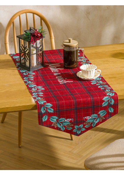 Yeni Sezon Ekose Desenli Baskılı Runner 50X140 cm