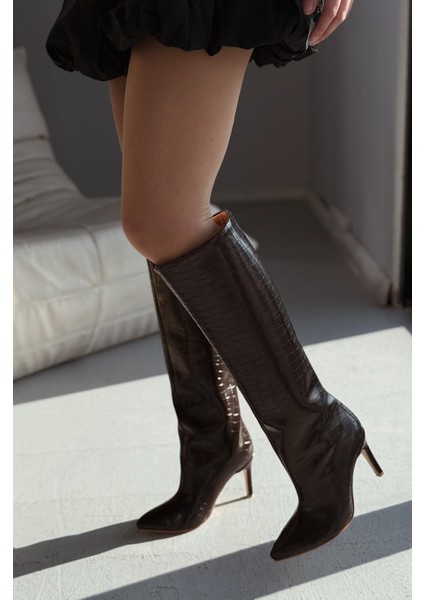 Oslanna Kahverengi Kroko Günlük Kadın Çizme fırsatları