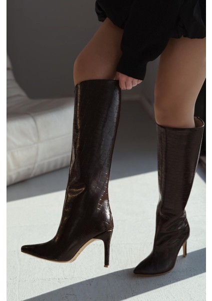 Oslanna Kahverengi Kroko Günlük Kadın Çizme indirimleri