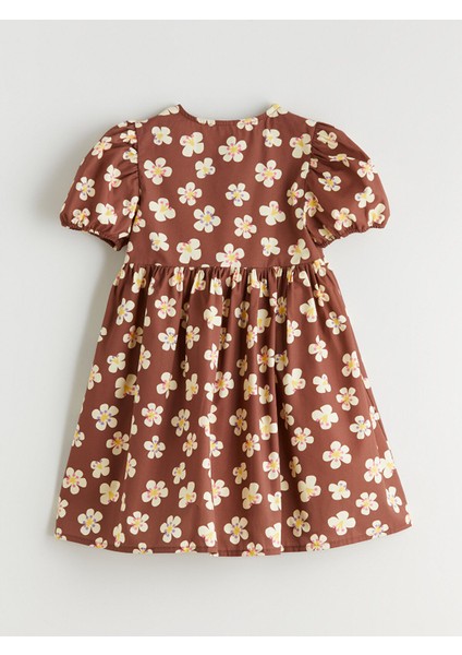 Yeni Sezon Bisiklet Yaka Çiçekli Kız Çocuk Elbise modelleri